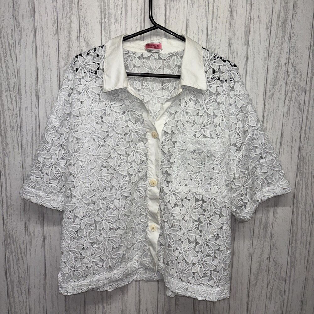 Womens Size M Kate Spade Lace Top White EUC